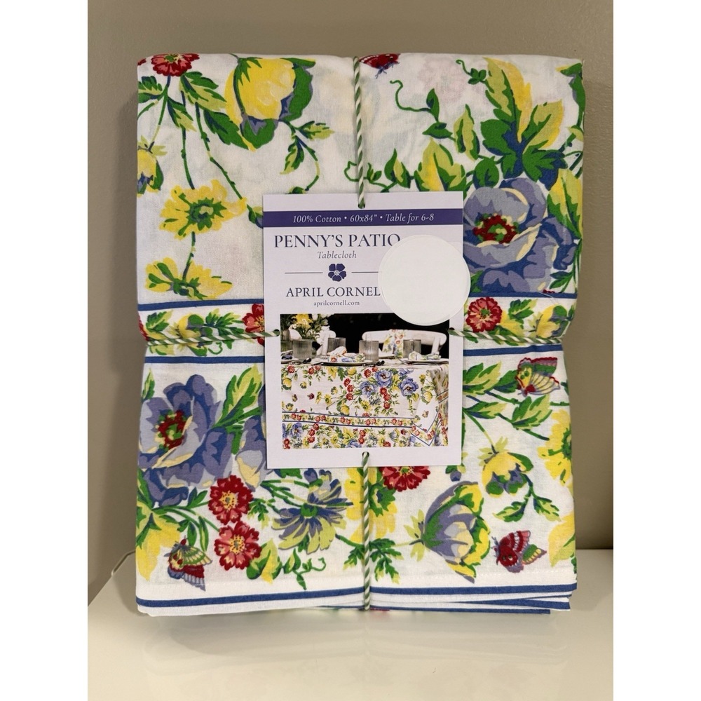 NWT April Cornell 60"x 84" Penny's Patio White Floral Tablecloth Cottagecore
